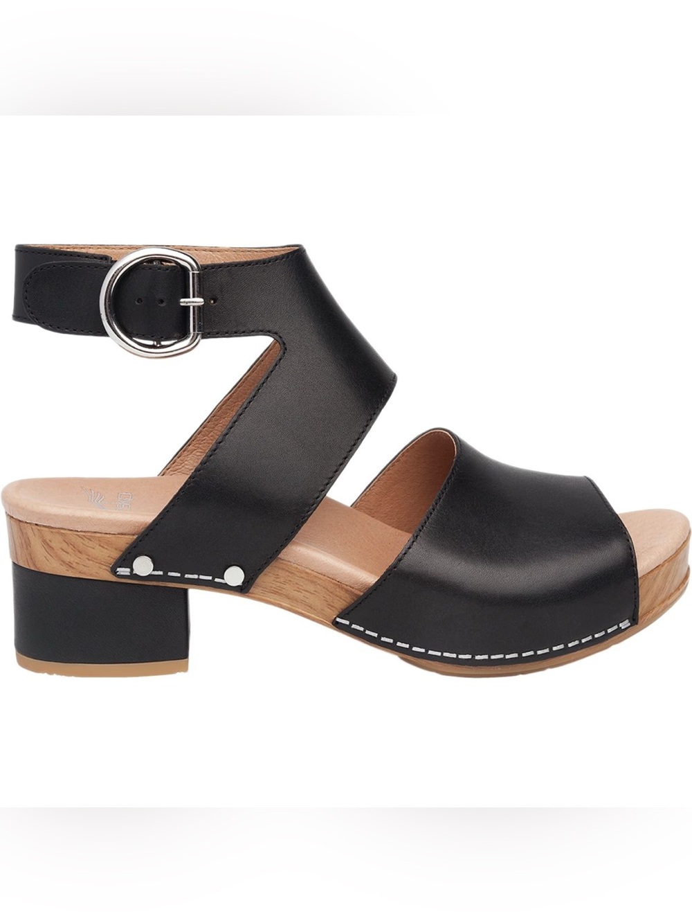 Dansko Minka Black Leather Buckle Clog Sandals EU 39